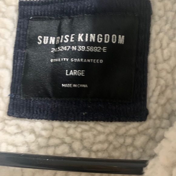 Navy blue corduroy jacket with white sheep fur - Picture 3 of 5